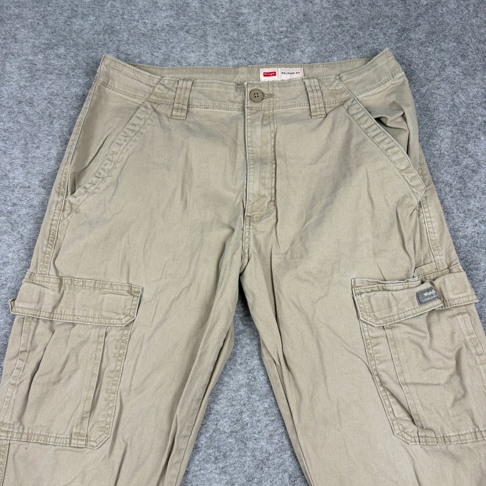 Wrangler Cargo Pants Mens 32x30 Relaxed Fit Khaki Tan Straight Leg Western